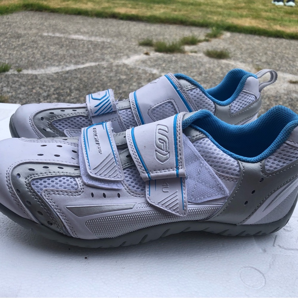 Louis Garneau Ergo Grip Cycling Shoes Women's White/Silver/Blue Size 9 - Picture 9 of 13